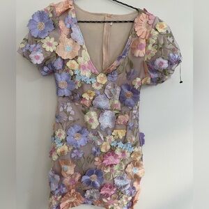 Floral Embroidered Mesh Dress